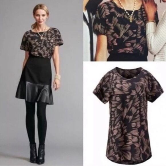 NWT CAbi Tate Pink Burst Cuffed Sleeve Tunic Top #3433 layering blouse Medium - Picture 2 of 5